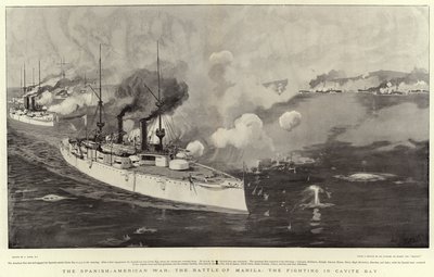 Den spansk-amerikanske krig, slaget ved Manila, kampene i Cavite Bay af Joseph Nash